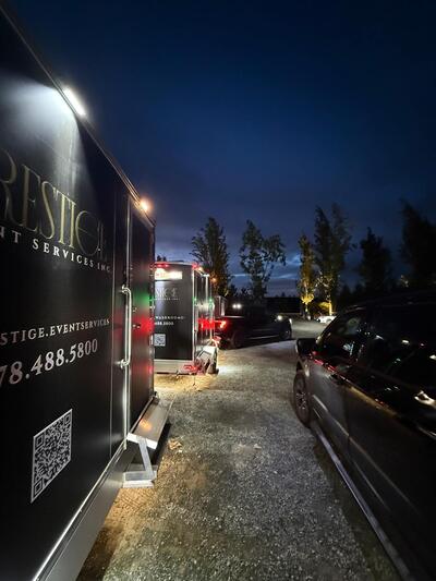 Luxury wedding washroom trailer rental at athiana acres 99 south vineyards cover